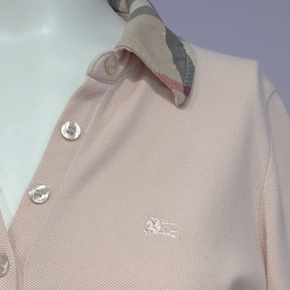 Burberry London Authentic 100% Cotton Pink Long Sleeve Polo Shirt Women's Size S - Picture 5 of 11